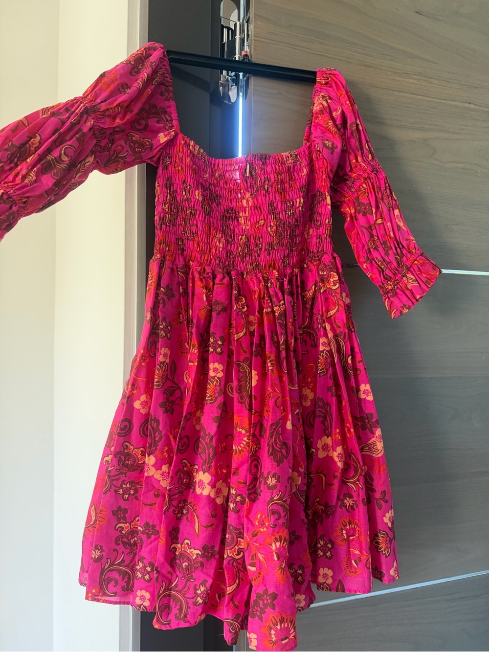 Misa Los Angeles Fuchsia Floral Smocked Mini Dress